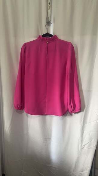 J.Crew Long Sleeve Ruffle Neck Top in 365 Crepe - Picture 3 of 3